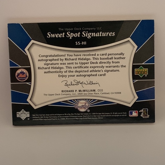 2004 Sweet Spot Signatures Richard Hidalgo Mets #SS-HI (MISC3) - Picture 2 of 2